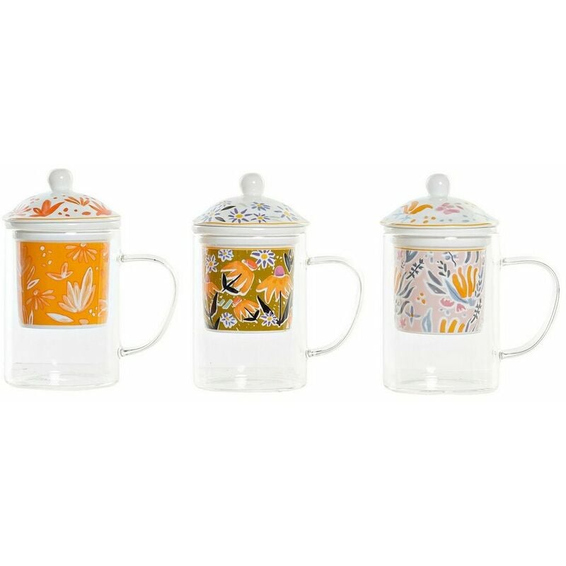 

Taza Mug Dkd Home Decor Floral Cristal Porcelana (300 Ml) (3 Pcs)