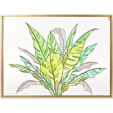 DKD Home Decor Tropical Feuille Verte et Dorée 80x60 cm