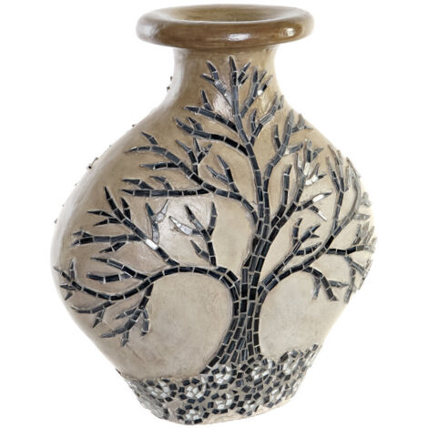 DKD Home Decor Vase Albero Cristallo Noir Beige 30x15x33,5 cm