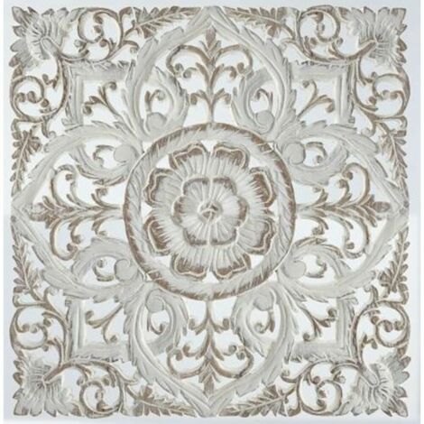 DKD Home Decor Wall Decoration de Wall White Mandala Wood MDF (60 x 2 x 60 cm) - - Brand EAN: 8424001993772