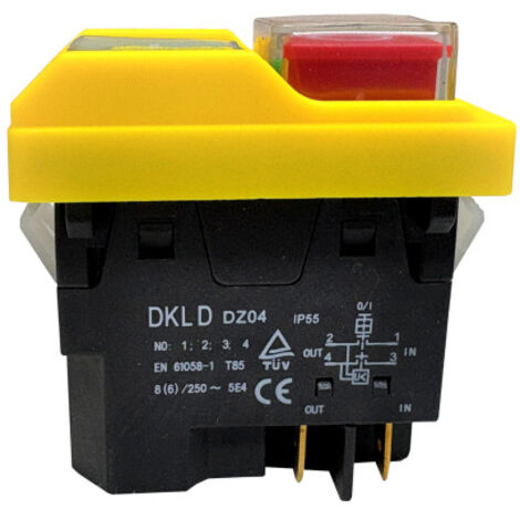 DKLD DZ04 Ein-/Ausschalter Nullspannungsschalter 250V 8A 4Pin Schalter für Tischbohrmaschine uvm.