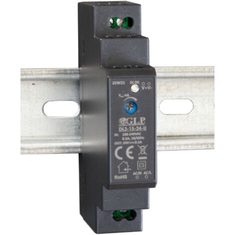 DL3-15-24-U : GLP : Alimentation sur rail DIN 24 V/0,5 A/12 W, boîtier plastique, Uin = 90-264 V CA