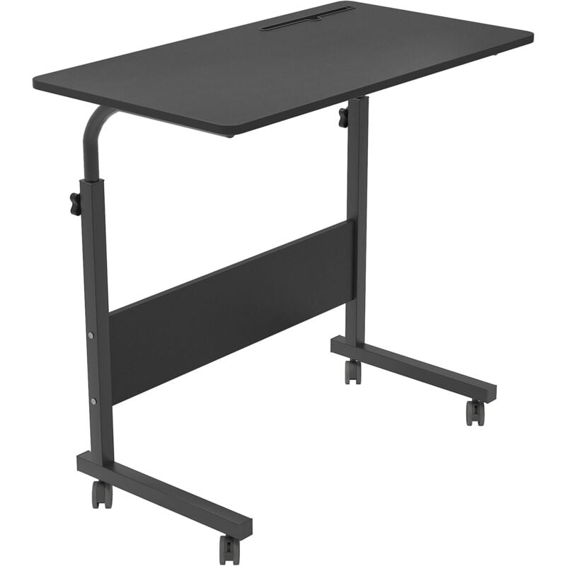 Dlandhome - 80 40cm Table Roulant de Lit Canapé pour Ordinateur Portable Hauteur Réglable Table d'appoint Support d'ordinateur Table avec 4 roulettes