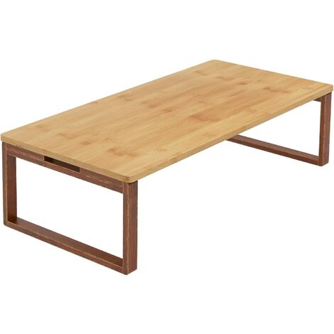 DlandHome Table à Thé en Bois,Table à Thé Basse Zen,Pieds Pliants avec Tenon et Tenon Structure Table à Thé,Table Tatami Table Basse Baie Vitrée,Tables d'extrémité Rétro pour Salon Chambre à Coucher,Couleur Naturelle