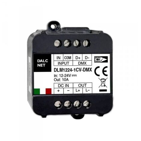 DLM1224-1CV-DMX Led Dimmer Bus DMX512 12V 24V 10A Pulsante N.O. 0/1-10V Potenziometro