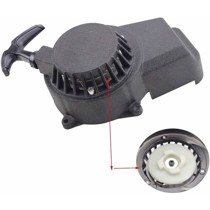 Aougo - Démarreur en Aluminium Pédales de démarrage et pièces Noir Facile à Tirer à Rivet Remplacement pour 47CC 49cc Engrenage 2 Temps Boucle Pocket