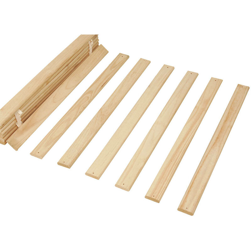 13 lattes pour lit simple, pin massif, coloris chêne, 90 x 200 cm, avec emballage renforcé - Dmora