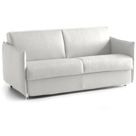 Dmora - 2-Sitzer Schlafsofa Follina, Schlafsofa fürs Wohnzimmer, gepolstert, abnehmbar, 100 % Made in Italy-Qualität, 160x95 h90 cm, Hellgrau