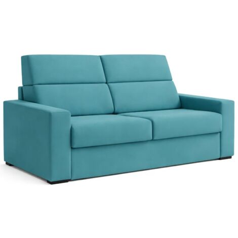 Dmora - 2-Sitzer Schlafsofa Sonico, Schlafsofa fürs Wohnzimmer, gepolstert, abnehmbar, 100 % Made in Italy-Qualität, 200x95 h100 cm, Hellblau