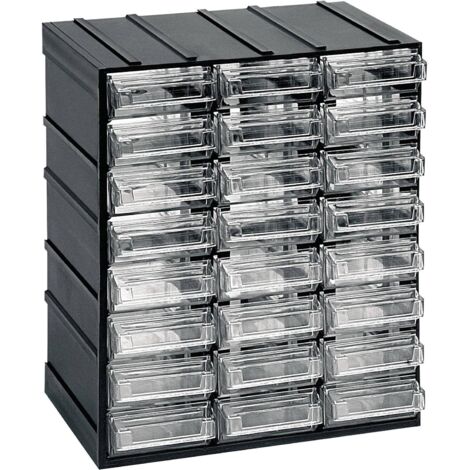 Dmora 24 schubladenhalter Kommode, Lagerorganisator mit transparenten Schubladen, 100% Made in Italy, 19x15h23 cm, schwarze Farbe