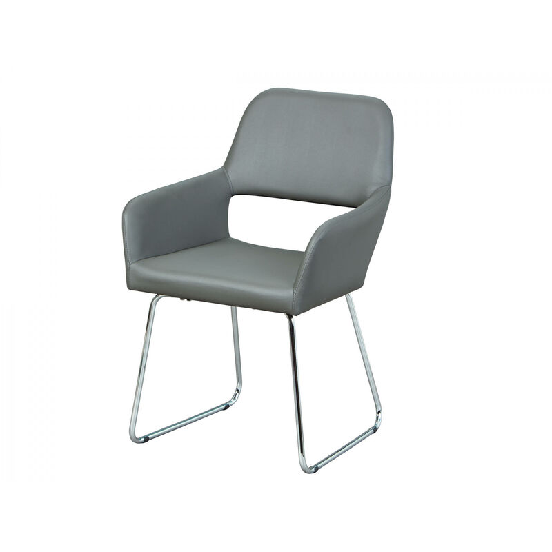 2er-Set Sessel, mit Metallgestell und grauem PU-Polster, cm 58x60x89 - Dmora