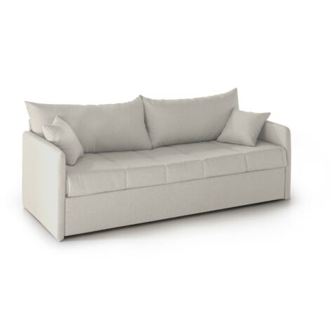 Dmora - 3-Sitzer Schlafsofa Avellana, Schlafsofa fürs Wohnzimmer, gepolstert, abnehmbar, 100 % Made in Italy-Qualität, 205x86 h80 cm, Beige