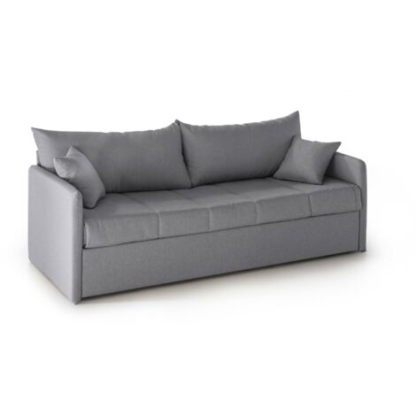 Dmora - 3-Sitzer Schlafsofa Avellana, Schlafsofa fürs Wohnzimmer, gepolstert, abnehmbar, 100 % Made in Italy-Qualität, 205x86 h80 cm, Grau