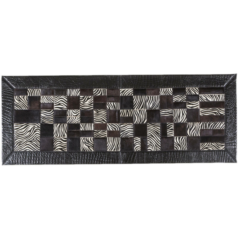 

Alfombra moderna BALTIMORA, estilo Kilim, 100% algodón, negro, 180x65cm - Dmora