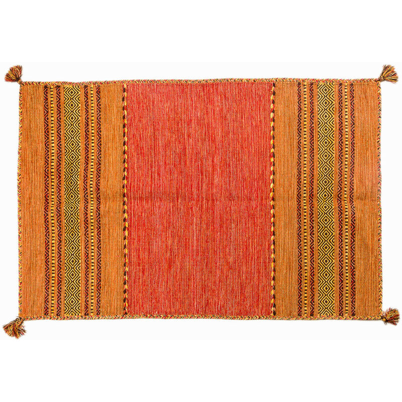 

Alfombra moderna KANSAS, estilo kilim, 100% algodón, naranja, 110x60cm - Dmora