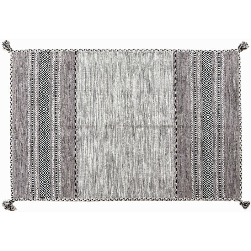 

Alfombra moderna KANSAS, estilo Kilim, 100% algodón, gris, 200x140cm - Dmora