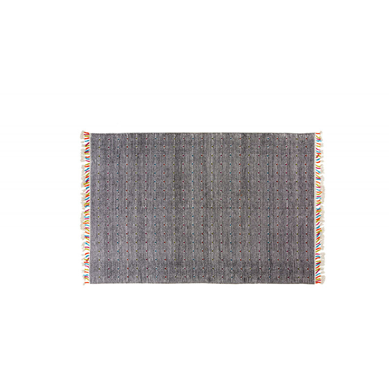 

Alfombra moderna TEXAS, estilo Kilim, 100% algodón, negro, 110x60cm - Dmora