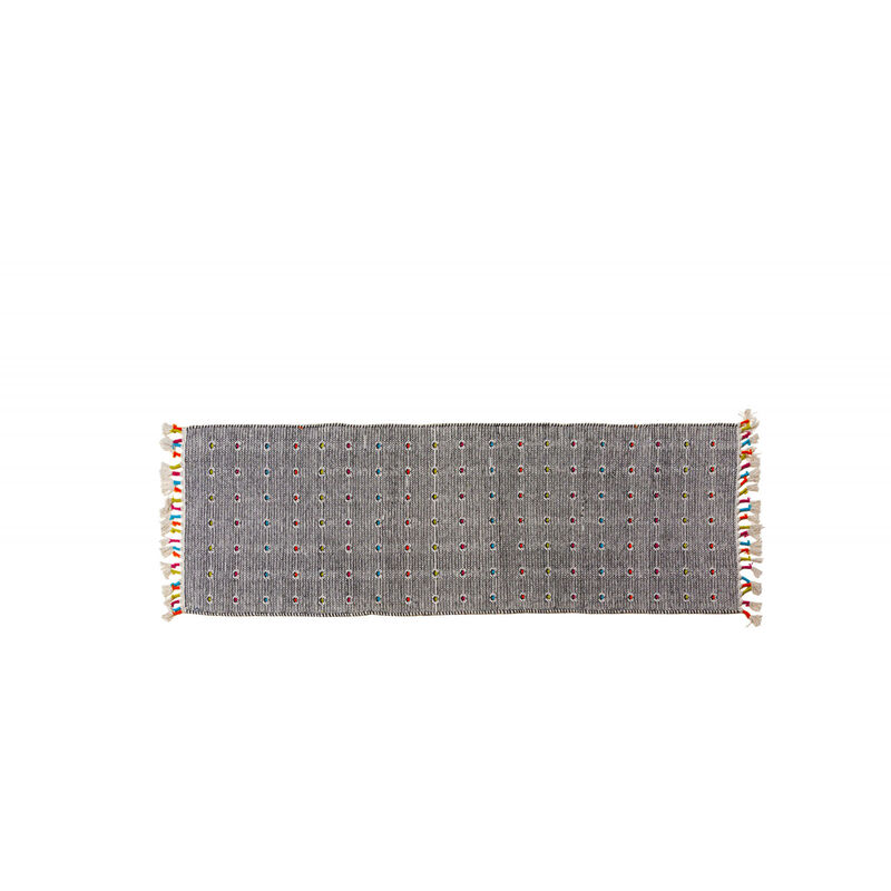 

Alfombra moderna TEXAS, estilo Kilim, 100% algodón, negro, 180x60cm - Dmora