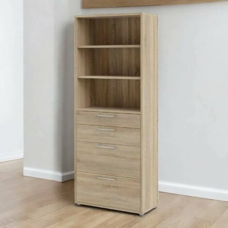 Dmora - Aparador Aritzo, Bufé de salón, Aparador de salón, Despensa de cocina, 89x40 h222 cm, Roble