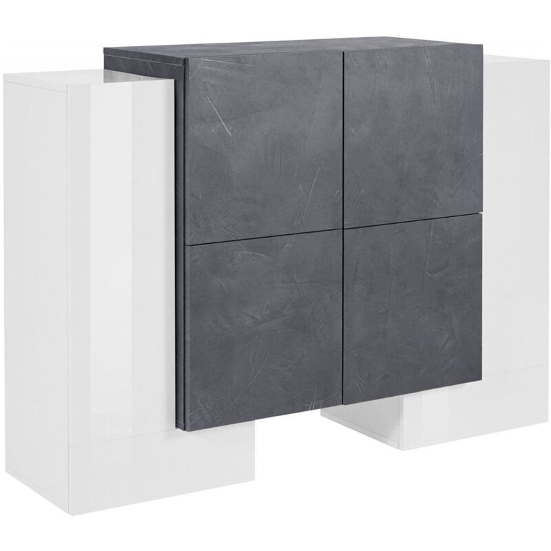 

Aparador de diseño moderno con 6 puertas batientes, Made in Italy, Buffet de cocina, Aparador con estantes de cocina, 130x45h100 cm, Blanco brillante