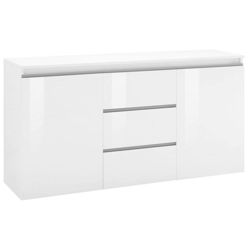

Aparador Modern, Aparador de diseño con 2 puertas 3 cajones, Made in Italy, Mueble para TV, Buffet de salón, 150x40h81 cm, color blanco brillante