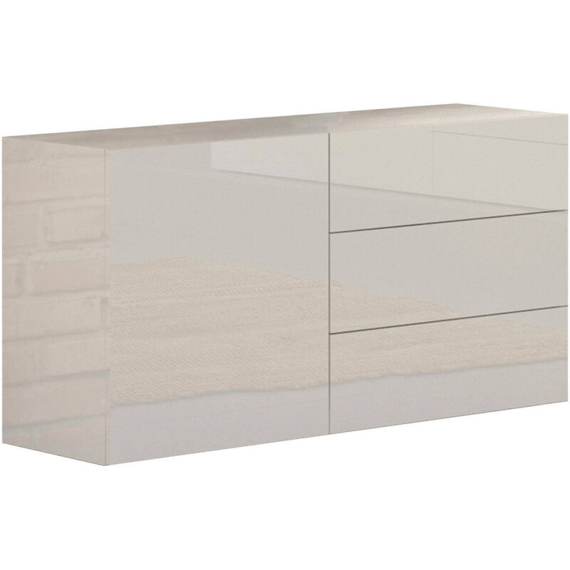 

Aparador Modern con 1 puerta y 3 cajones, Made in Italy, Aparador de cocina, Buffet de diseño para sala de estar, 110x40h35 cm, color blanco
