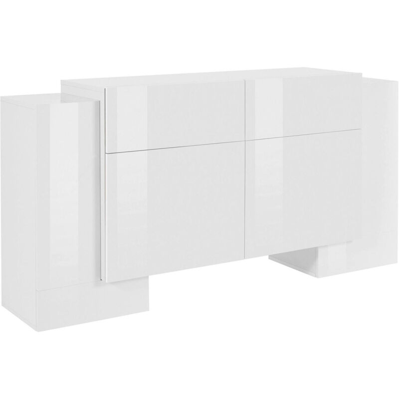 

Aparador Modern con 2 puertas y 2 cajones, Made in Italy, Aparador de cocina, Buffet de diseño para sala de estar, 170x45h85 cm, color blanco
