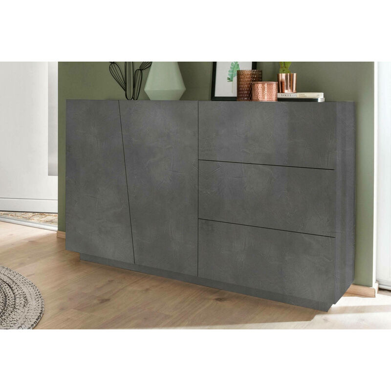 

Dmora Aparador Dmora Modern con 2 puertas y 3 cajones, Made in Italy, Aparador de cocina, Buffet de diseño de sala de estar, 141x43h86 cm, color Gris