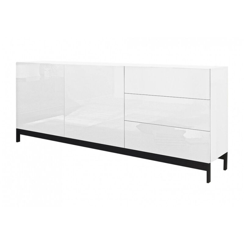 

Aparador Modern con 2 puertas y 3 cajones, Made in Italy, Aparador de cocina elevado, Buffet de diseño de sala de estar, 170x40h47 cm, color blanco