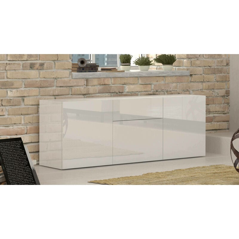 

Aparador Modern con 3 puertas y 1 cajón, Made in Italy, Aparador de cocina, Buffet de diseño de sala de estar, con pies, 170x40h35 cm, color blanco