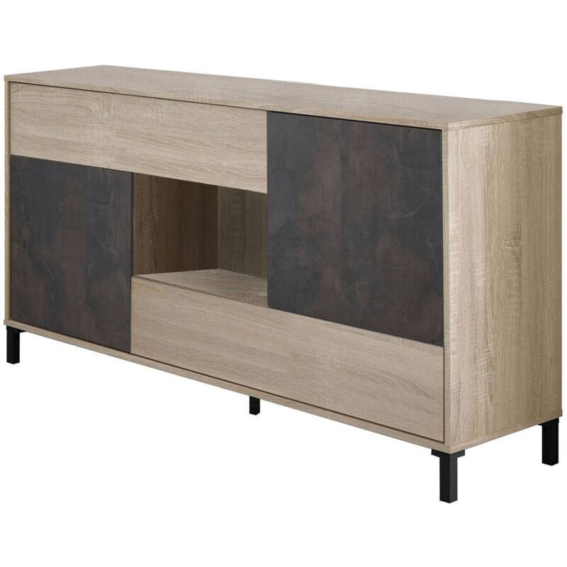 

Aparador Modern con 2 puertas y 2 cajones, Mueble para TV para sala de estar, Buffet de cocina, Aparador con estantes, 151x41xh80 cm, Color roble y