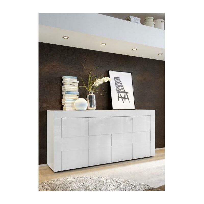 

Aparador moderno con 4 puertas, Buffet de cocina, Aparador con estantes, Mueble para TV para sala de estar, Made in Italy, 181x42h84 cm, Color blanco