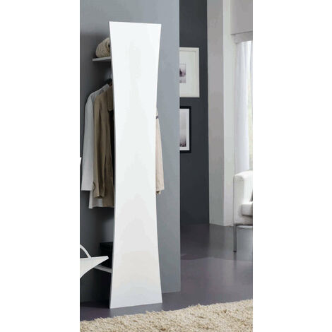 Dmora Appendiabiti verticale, Made in Italy, con ripiano e 4 ganci, Mobile per ingresso, Entratina moderna, cm 40x27h186, colore Bianco lucido