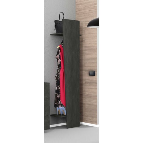 Dmora Appendiabiti verticale, Made in Italy, con tubo per vestiti, due ripiani, Mobile per ingresso, Entratina moderna, cm 50x30h200, colore Grigio Cenere