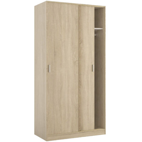 Dmora Armadio a due ante scorrevoli con barra appendiabiti e un ripiano interno, colore rovere, Misure 100 x 200 x 50 cm, con imballo rinforzato