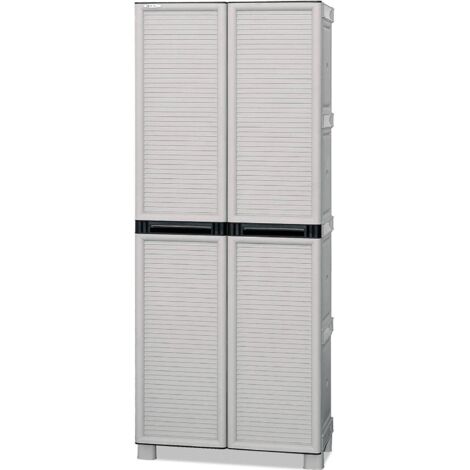 Dmora - Armadio da esterno Allain, Mobile multiuso, Armadio per lavanderia, Armadietto outdoor, 100% Made in Italy, Grigio chiaro, 70x39h172 cm