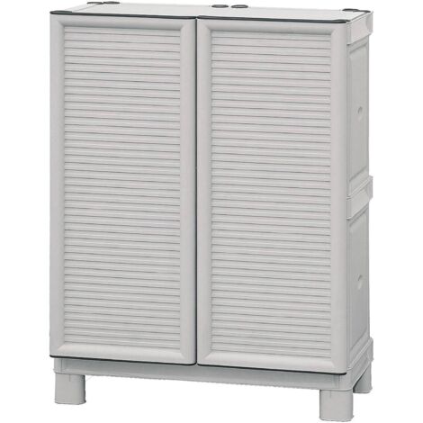 Dmora - Armadio da esterno Arlinda, Mobile outdoor, Armadio balcone multiuso, Armadietto outdoor, 100% Made in Italy, Grigio chiaro, 70x39h92 cm