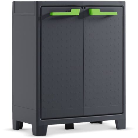 Dmora - Armadio da esterno Markham, Mobile outdoor, Mobiletto giardino multiuso, Contenitore per balcone o garage, Made in Italy, 80x44 h100 cm, Grigio
