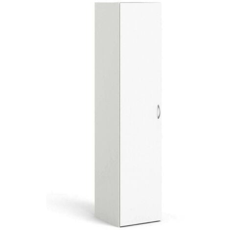 Dmora - Armadio multiuso 1 anta Am, Mobile multifunzionale, Mobiletto scarpiera, Guardaroba porta scarpe, 39x41 h175 cm, Bianco