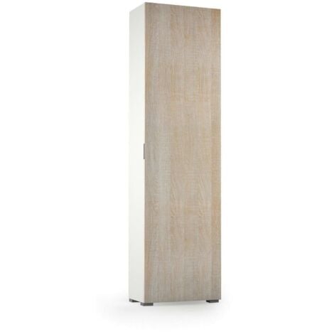 Dmora - Armadio multiuso 1 anta Fiordaliso, Mobile multiuso a 1 Anta, Scarpiera con ripiani, 100% Made in Italy, 50x30h182 cm, Rovere, con imballo rinforzato