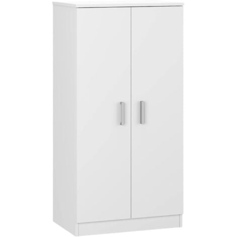 Dmora - Armadio multiuso 2 ante Akimera, Mobile ausiliario, Mobile basso porta scarpe con 6 ripiani, Scarpiera moderna, 55x36h108 cm, Bianco