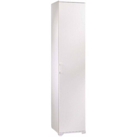 Dmora Armadio multiuso a 1 anta e 4 ripiani regolabili, 100% Made in Italy, Mobile a colonna per bagno, cm 45x45h195, colore Bianco
