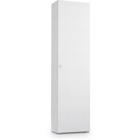 Dmora Armadio multiuso a 1 anta e 7 ripiani regolabili, 100% Made in Italy, Mobile portascarpe da ingresso, Scarpiera moderna, cm 50x30h182, colore Bianco