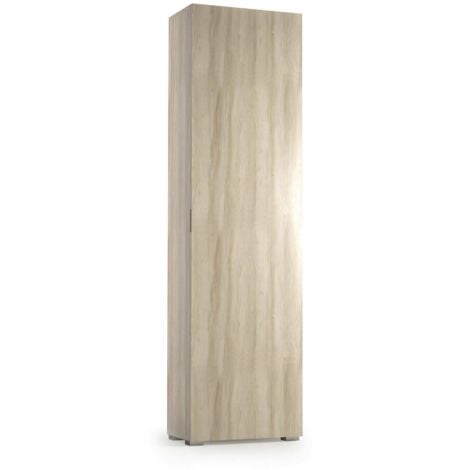Dmora - Armadio multiuso Abuela, Mobile lineare a 1 Anta e 7 ripiani, Colonna da ingresso o bagno, Scarpiera moderna, 100% Made in Italy, 50x30h182 cm, Olmo