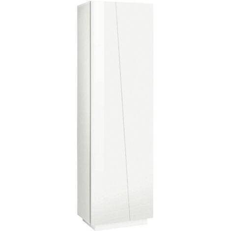 Dmora - Armadio multiuso Albatros, Portascarpe a 2 ante e 5 ripiani, Mobile multifunzione, 100% Made in Italy, cm 60x38h200, Bianco lucido