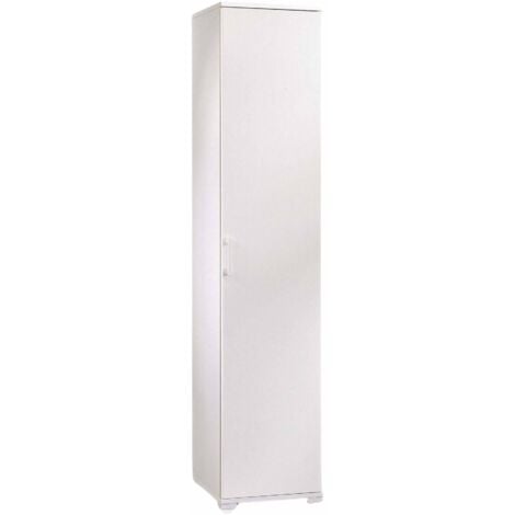 Dmora - Armadio multiuso Aloise, Mobile lineare a 1 Anta battenti e 4 ripiani regolabili, Mobile a colonna per bagno, 100% Made in Italy, 45x45h195 cm, Bianco