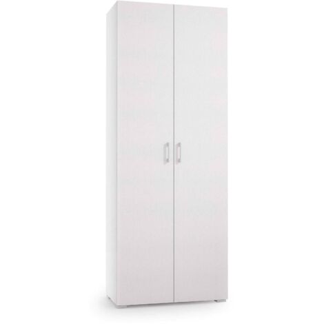 Dmora - Armadio multiuso Angy, Mobile lineare a 2 Ante battenti, Guardaroba a 6 ripiani, Scarpiera moderna, 100% Made in Italy, 72x37h195 cm, Bianco