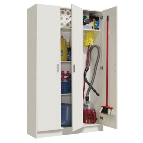 Dmora - Armadio multiuso Beaumont, Mobile ausiliario a 3 ante, Guardaroba portascarpe, Guardaroba portascope, cm 109x37h180, Bianco, con imballo rinforzato