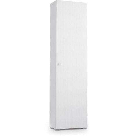 Dmora Armadio multiuso Fiordaliso, Mobile lineare a 1 Anta e 7 ripiani, Colonna da ingresso o bagno, Scarpiera moderna, 100% Made in Italy, Cm 50x30h182, Bianco, con imballo rinforzato