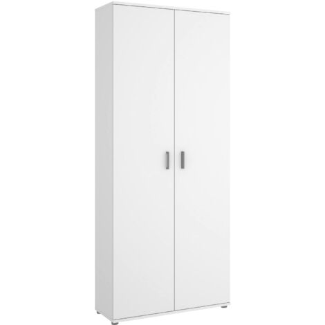 Dmora - Armadio multiuso Forcola, Mobile multifunzione portascope, Guardaroba a 2 ante, 78x35h190 cm, Bianco, con imballo rinforzato